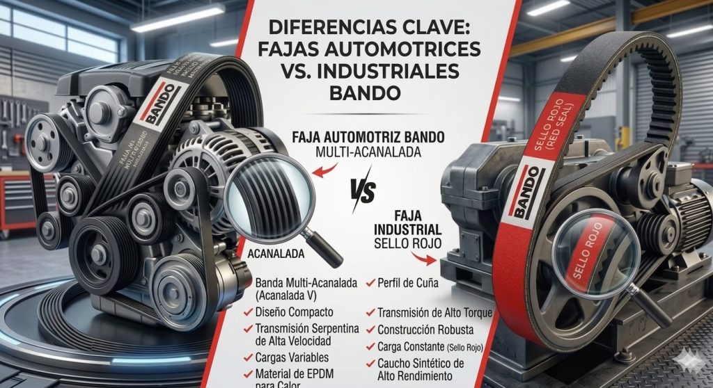 Diferencias clave: Fajas Automotrices vs. Fajas Industriales Bando