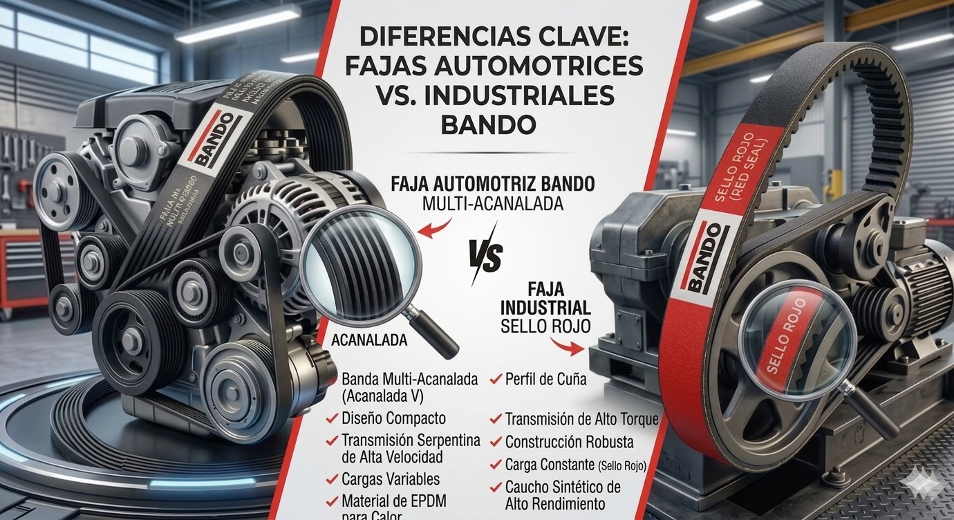 Diferencias clave: Fajas Automotrices vs. Fajas Industriales Bando