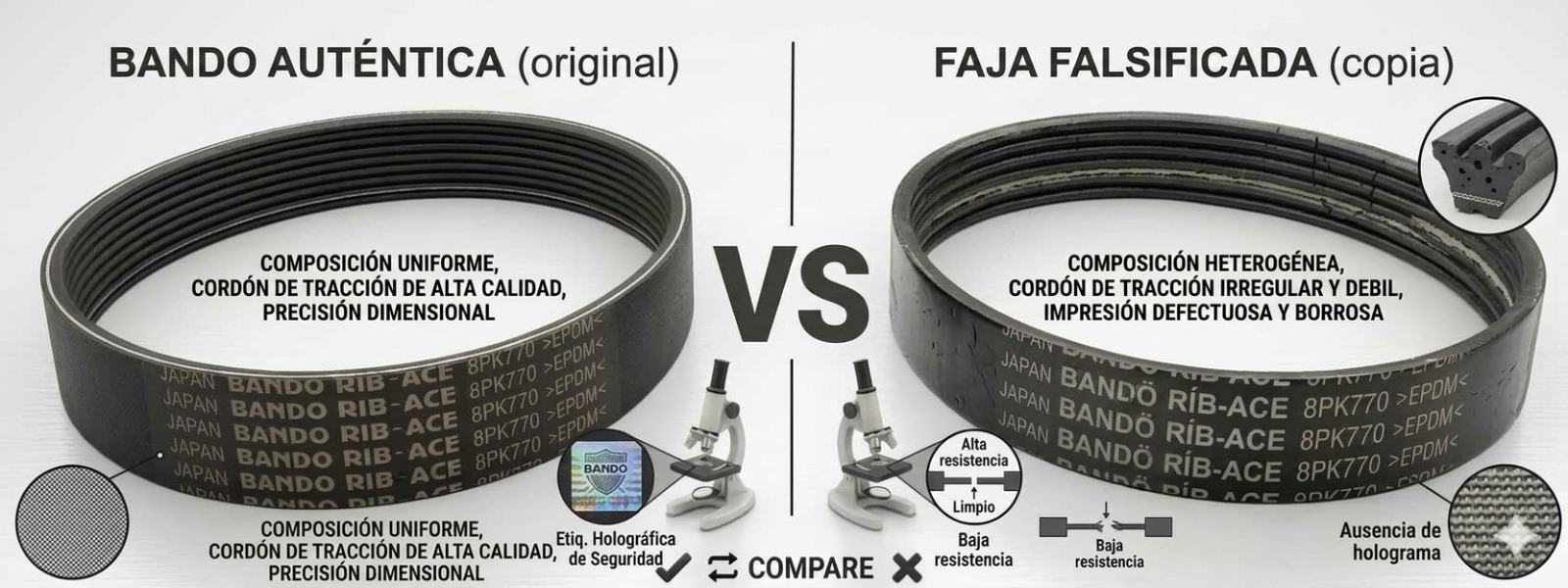 Cómo identificar una faja BANDO original vs falsa